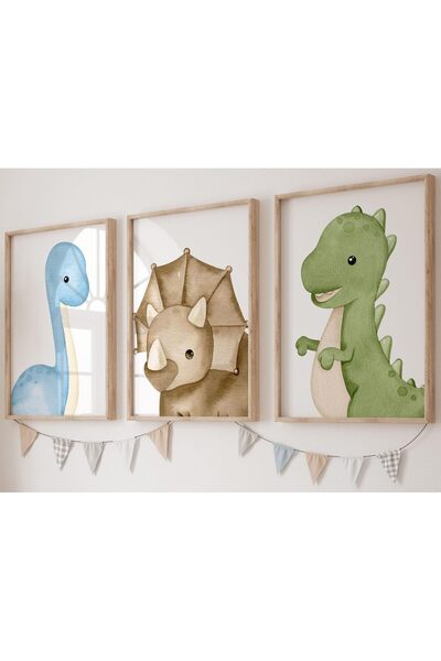 ALAYRA International مجموعة ملصقات ديناصورات صغيرة من ALAYRA، 3 قطع، بدون إطا...