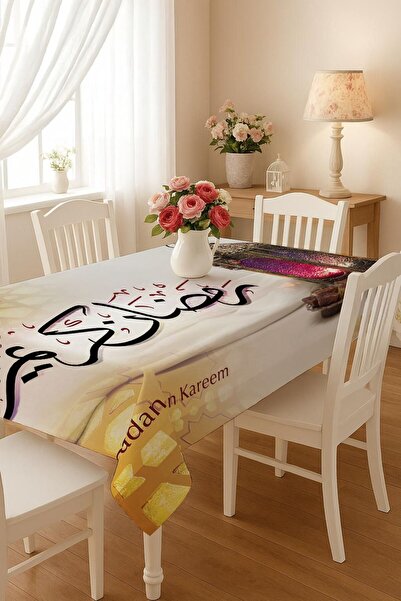 Cardea Home Collection مفرش طاولة رمضان مطبوع بتصميم رمضاني مقاوم للبقع