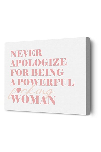 ALAYRA International لوحة جدارية قماشية مؤطرة تحمل اقتباسًا نسويًا ملهمًا من ألايرا، لا تعتذري أبدًا لكونكِ قوية