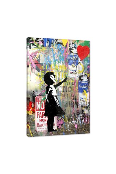 ALAYRA International ALAYRA Banksy Wall Art Paintings, Girl and Balloon Canva...