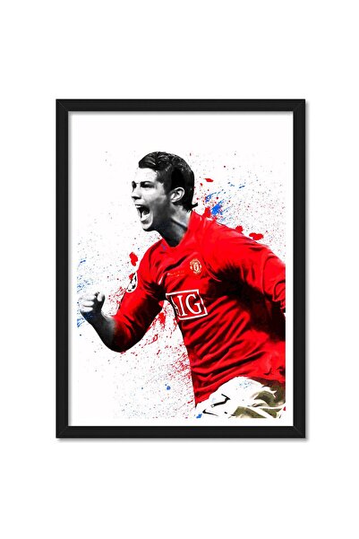 ALAYRA International ملصق فني مؤطر لمانشستر يونايتد، بتصميم كريستيانو رونالدو...