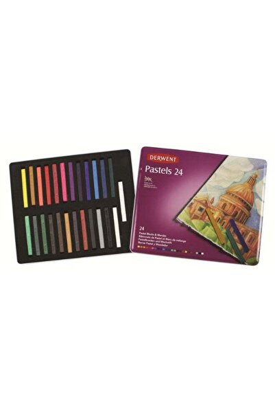 Derwent - Compressed Pastel Blocks / Sticks, Metal Tin, 24 Colours - AR36004