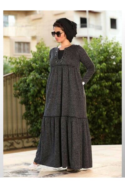 SWAN.AE Winter, Dress, Plain, eyelets on the chest, pockets, Brushed wool, Casual