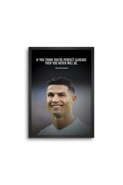 ALAYRA International ALAYRA Ronaldo Perfection Quotes Wall Decoration Art Fra...