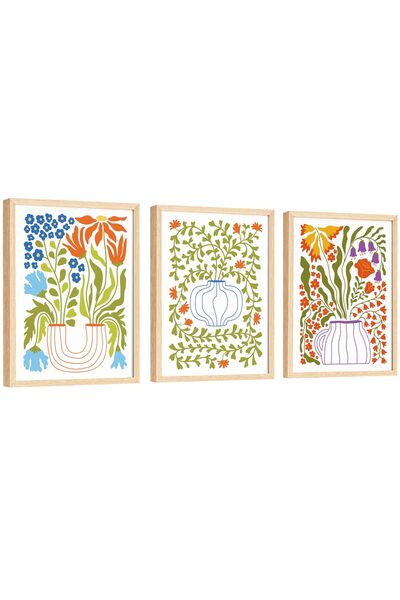 ALAYRA International ALAYRA Colorful Floral Wall Art - 12x16 Scandinavian Dec...