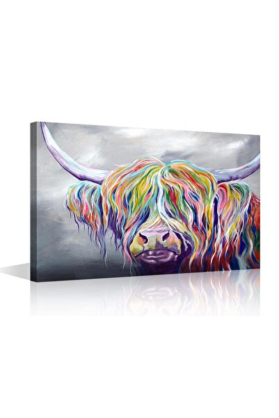 ALAYRA International لوحة جدارية قماشية ملونة على شكل ثور من ALAYRA، ديكور من...