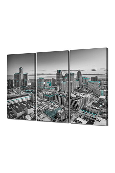 ALAYRA International لوحات جدارية مؤطرة من قماش الكانفاس، تصور أفق مدينة ديترويت، برج ألايرا، ديكور جداري لمناظر مدينة ميشيغان