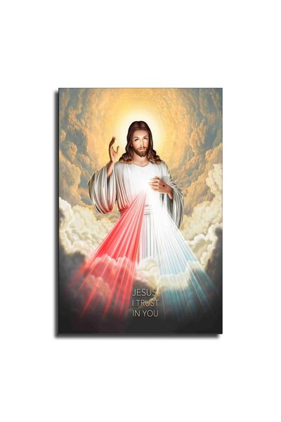 ALAYRA International ملصق مطبوع على قماش من ALAYRA، صورة ليسوع الكاثوليكي، صو...