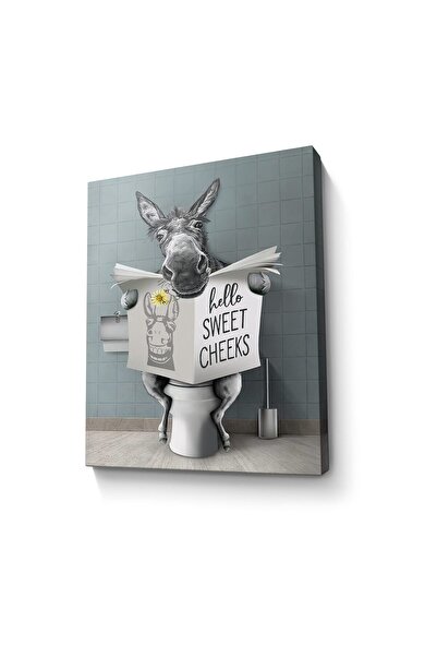 ALAYRA International لوحة جدارية لديكور حمام ريفي من ALAYRA، حمار مضحك يجلس ف...