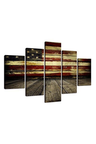 ALAYRA International لوحات جدارية خشبية لعلم الولايات المتحدة الأمريكية من ALAYRA لغرفة المعيشة، لوحة قماشية بتصميم ريفي عتيق لعلم الولايات المتحدة الأمريكية