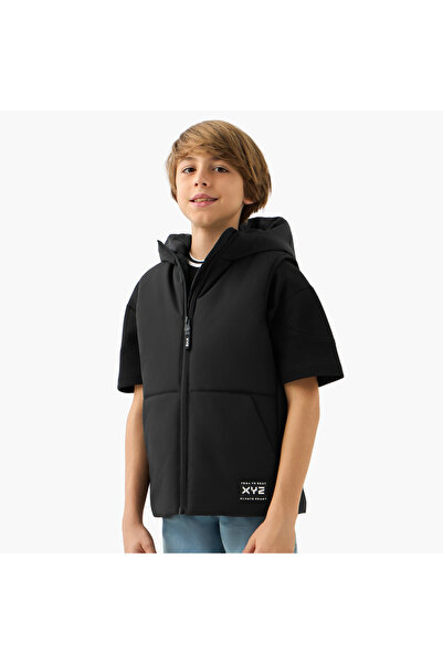 XYZ Hooded Padded Jacket with Pockets and Zip Closure