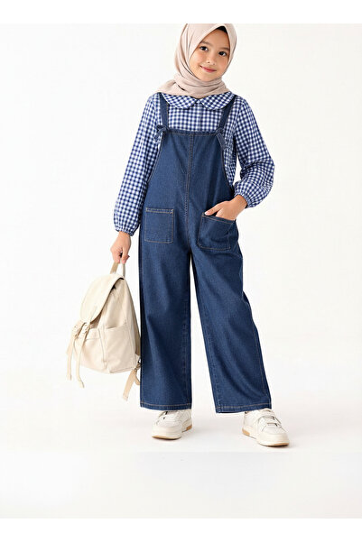 Angel&Co. Girls Clothing Kız Çocuk Kot Salopet Gömlek Takım