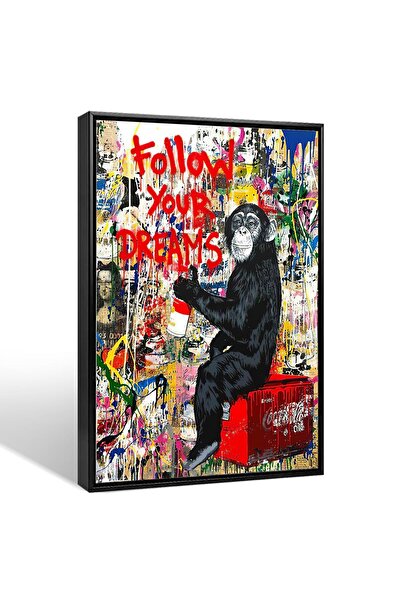 ALAYRA International لوحة جدارية من قماش بانكسي بعنوان "اتبع أحلامك" - فن جرا...