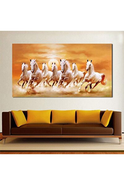 ALAYRA International لوحات فنية مطبوعة على قماش بتصميمات عصرية لسبعة خيول بيض...