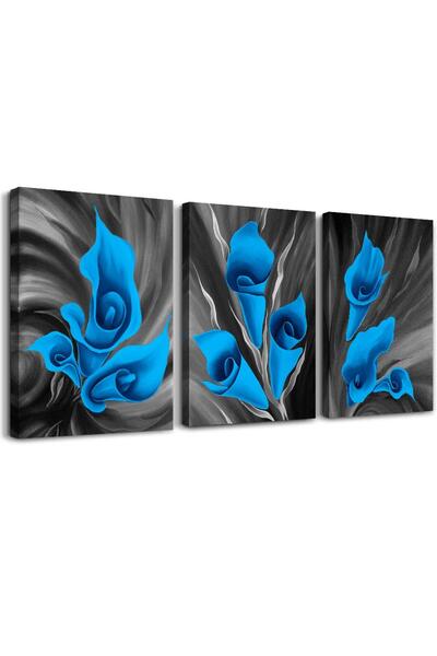 ALAYRA International ألايرا، أبيض وأسود، موضوع الزهور الزرقاء، لوحات جدارية ل...