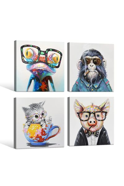 ALAYRA International ALAYRA 4 Pieces Abstract Funny Animal Pictures Happy Fro...