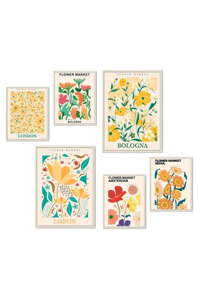 ALAYRA International مجموعة ملصقات سوق الزهور من ألايرا (6 ملصقات)، ملصقات دي...