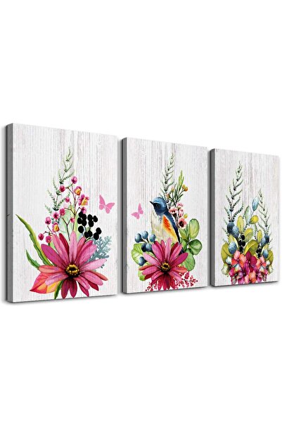 ALAYRA International لوحة جدارية تجريدية من القماش من ALAYRA، مكونة من 3 قطع،...