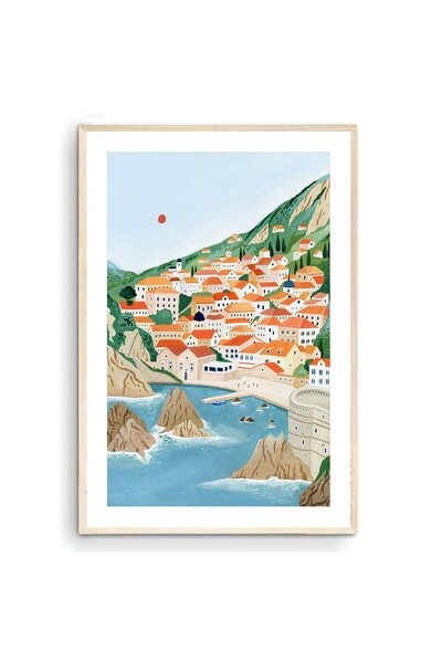 ALAYRA International لوحة فنية مطبوعة من دوبروفنيك، فن كرواتيا، ملصق دوبروفنيك، هدية سفر، لوحة جدارية لكرواتيا، ديكور منزلي