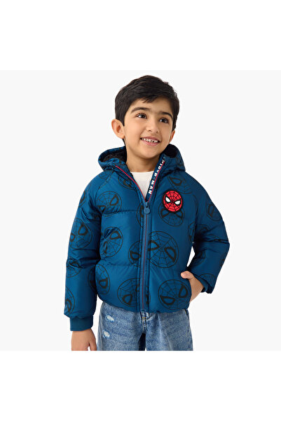 Marvel Spider-Man Print Hooded Jacket with Long Sleeves