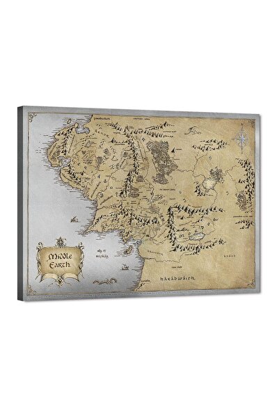 ALAYRA International لوحة جدارية قماشية عتيقة لخريطة الأرض الوسطى من ALAYRA، ...