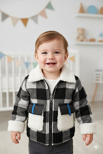 cskticaret Newborn Baby Plaid Fur Coat Unisex