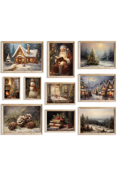 ALAYRA International مجموعة مطبوعات فنية جدارية لعيد الميلاد من ALAYRA، مكونة...