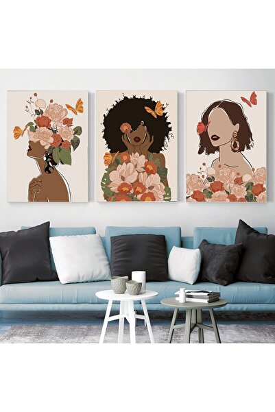ALAYRA International ALAYRA Flower Woman Head Canvas Poster Nordic Black Skin...