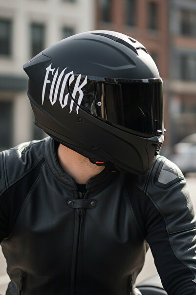 Banxtre Kask için Gotik Yazı Tipiyle FVCK Sticker Etiket (Tek Taraf)