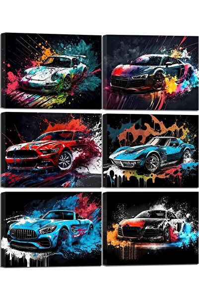 ALAYRA International لوحات جدارية مطبوعة على قماش بتصميم سيارات مؤطرة من ALAY...