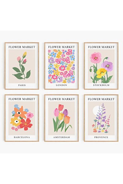 ALAYRA International مجموعة ملصقات سوق الزهور من ألايرا، 6 ملصقات، مقاس 8×10 ...