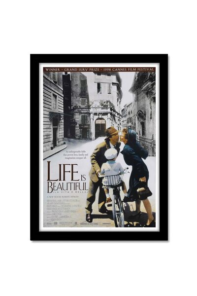 ALAYRA International ألايرا - إطار ملصق هوليوودي لفيلم "الحياة جميلة" بإطار زجاجي أكريليك، مناسب للغرف و