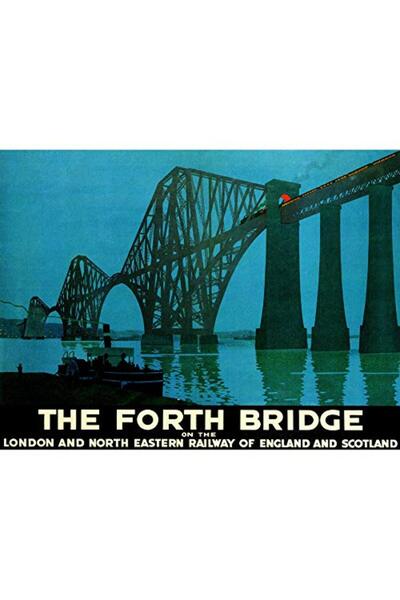 ALAYRA International ألايرا ترافل، جسر فورث، اسكتلندا، قطار سكة حديد، أيقونة قارب نهري رائع، ملصق فني كبير مطبوع على الحائط