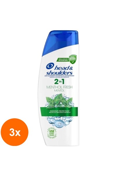 Head & Shoulders Set 3 x Sampon 2In1 Menthol, 330 ml