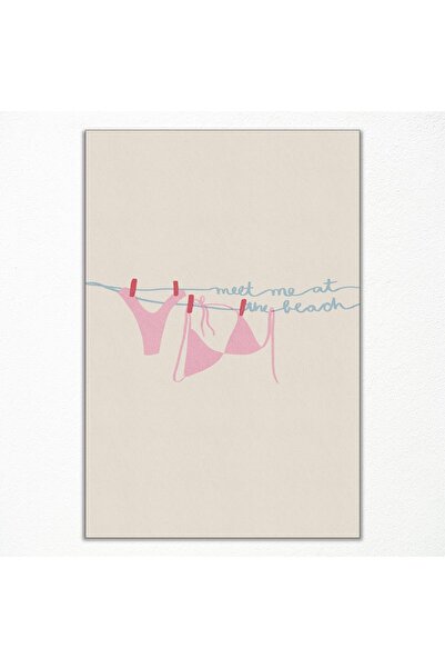 ALAYRA International لوحة جدارية من ALAYRA Pink Coquette، مطبوعة عصرية بعنوان "قابلني على الشاطئ"، لوحة فنية مستوحاة من راعية البقر الساحلية، وردية اللون