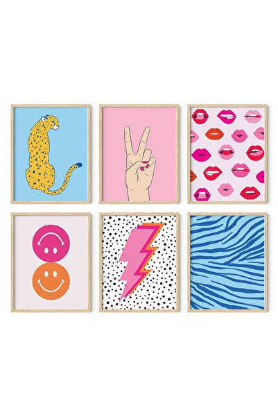 ALAYRA International ALAYRA Preppy Pictures for Wall - Set of 6 Colorful Art ...