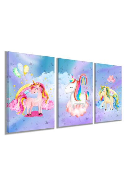 ALAYRA International ALAYRA Unicorn Wall Art Girl's Bedroom Decor - Rainbow C...