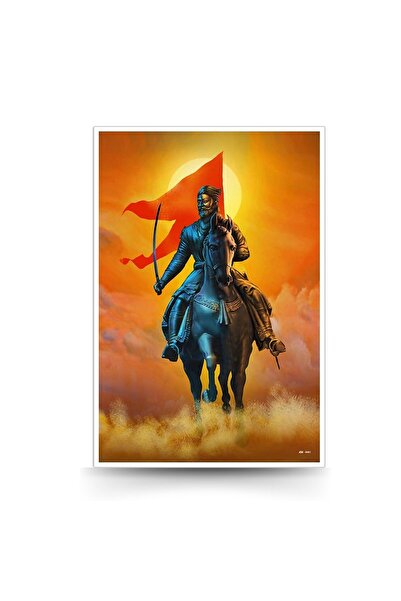 ALAYRA International ملصق ألايرا شيفاجي مهراج | ملصق حائط شاتراباتي شيفاجي مهراج (12 × 18 بوصة) | ملصق الحائط