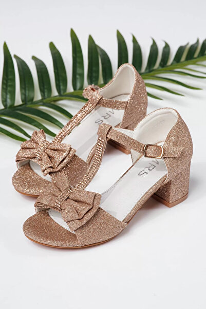 Zaira Sandale fete aurii din material textil Nico #22006 - 36