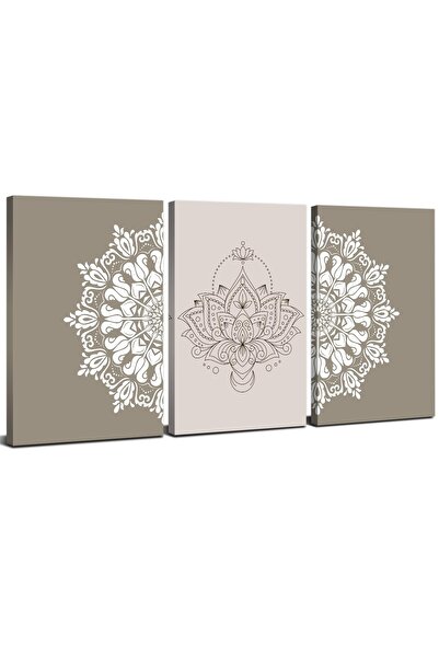 ALAYRA International ALAYRA Beige Grey Abstract Wall Decor Boho Canvas Painti...