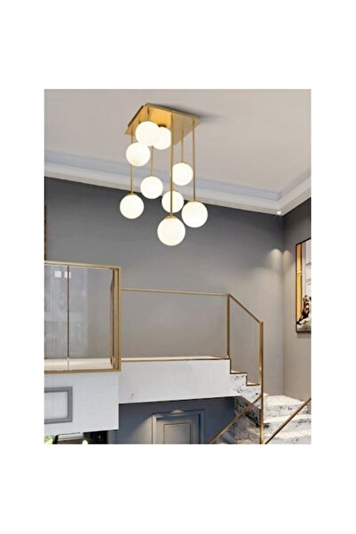 LEDZONE Candelabru pandantiv LED Zona 9 Socluri G9 Auriu 310x310x550mm