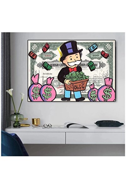 ALAYRA International ALAYRA Monopoly Rich Man Money Art Canvas Painting 100 $...
