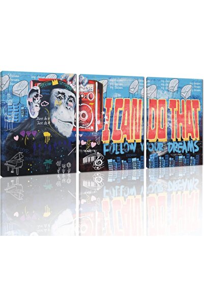 ALAYRA International ALAYRA I CAN DO THAT Monkey Posters Graffiti Wall Art 3 ...