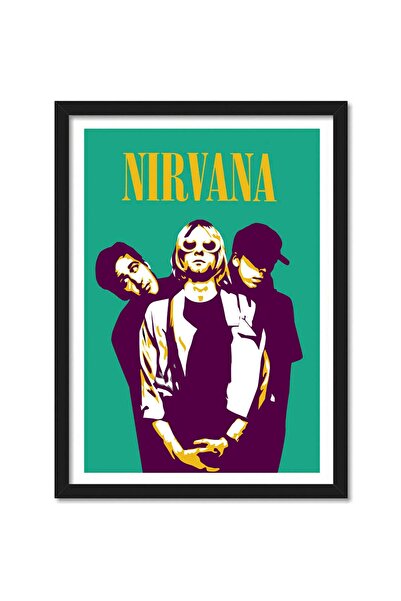 ALAYRA International ملصق فني مؤطر من الأكريليك والزجاج لفرقة نيرفانا (ALAYRA) للغرف والمكاتب (10 بوصة × 13 بوصة).