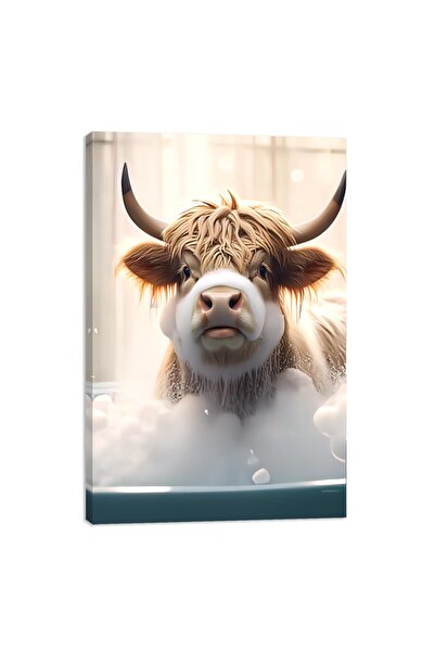 ALAYRA International ALAYRA Bathroom Highland Cow Canvas Wall Art, Cute Highl...
