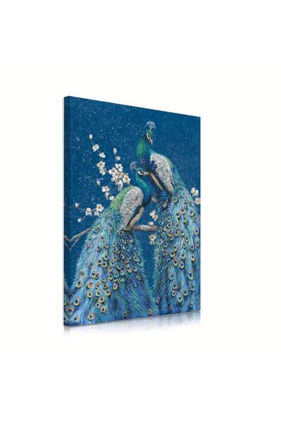 ALAYRA International لوحة جدارية مطبوعة على قماش بتصميم طاووس أزرق ملكي من AL...