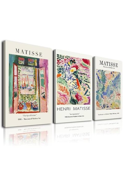 ALAYRA International مجموعة لوحات جدارية تجريدية من قماش ماتيس من ألايرا، مكو...