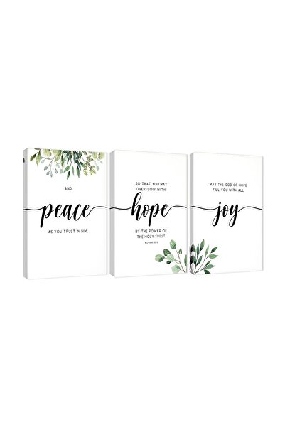 ALAYRA International ALAYRA 3 Piece Inspirational Wall Art, White Plants Back...