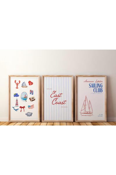 ALAYRA International لوحات جدارية ساحلية من ALAYRA، ديكور جداري أنيق وعصري، لوحات جدارية مستوحاة من الساحل الشرقي، مطبوعات قوارب شراعية