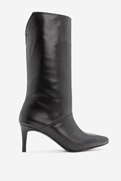 Dericlub Women's Pointed Toe Heeled Boots Real Leather Rg 5507 Black